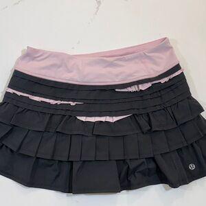 lululemon athletica Black Ruffle Mini Skirt with Pink Waistband